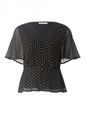 Anita Gold Lurex Spot Peplum Sleeve Blouse