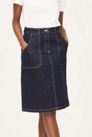 GOTS Organic Cotton Denim Skirt in Dark Blue Wash