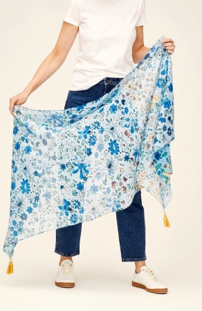 Florella GOTS Organic Cotton Scarf in Sky Blue