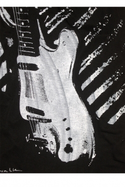 3-Knot Guitar Print Top in Black