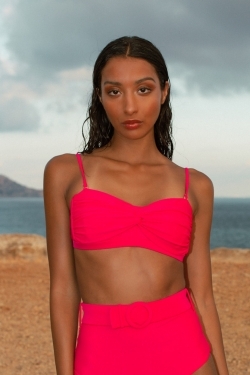 Lalita Bandeau Bikini Top in Hot Pink ECONYL® Vita